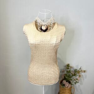 Stunning gold vintage 90s y2k crinkle ruched tight top